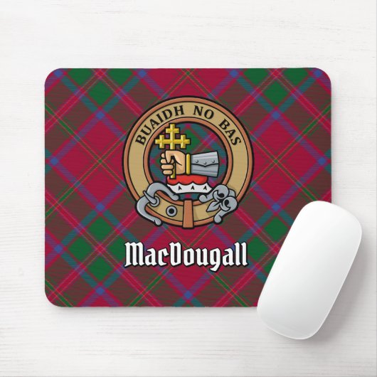 Clan MacDougall Wappen über Tartan Mousepad (Mit Mouse)