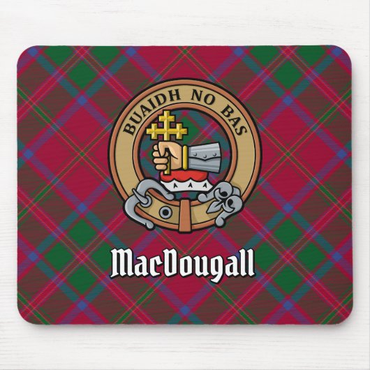 Clan MacDougall Wappen über Tartan Mousepad (Vorne)