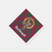Clan MacDougall Wappen über Tartan Serviette (Ecke)