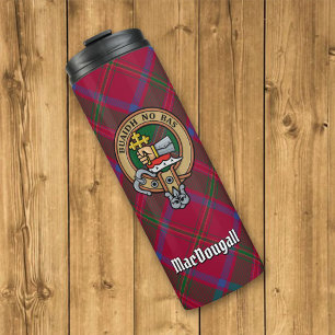 Clan MacDougall Wappen über Tartan Thermosbecher