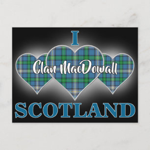 Clan MacDowall I Love Scotland Tartan-Herz Postkarte