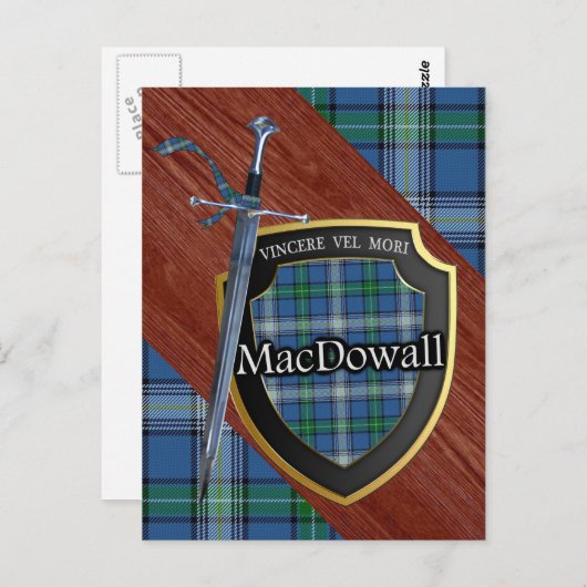 Clan MacDowall Tartan Sword & Shield Postkarte (Vorne/Hinten)