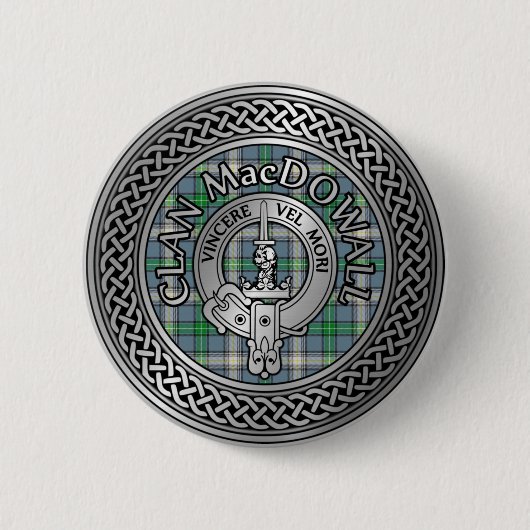 Clan MacDowall Wappen & Tartan Knot Button (Vorderseite)