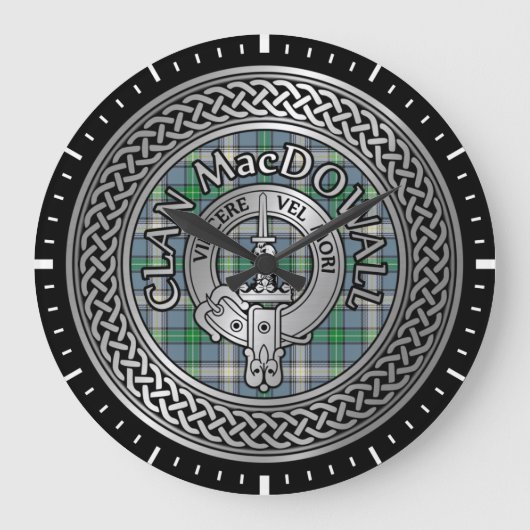 Clan MacDowall Wappen & Tartan Knot Große Wanduhr (Vorderseite)