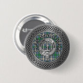 Clan MacDowall-Wappen & Tartan-Knoten Button (Vorne & Hinten)