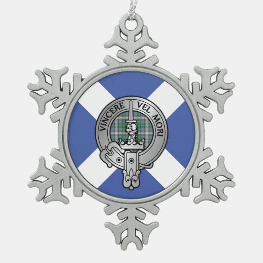 Clan MacDowall Wappen & Tartan Schneeflocken Zinn-Ornament (Vorderseite)