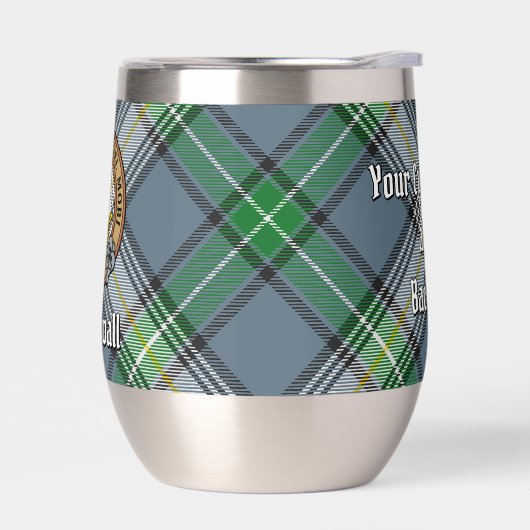 Clan MacDowall Wappen über Tartan (Links)