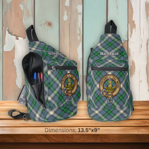 Clan MacDowall-Wappen über Tartan Crossbody Bag