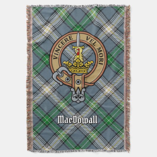 Clan MacDowall-Wappen über Tartan Decke (Vorderseite Vertikal)