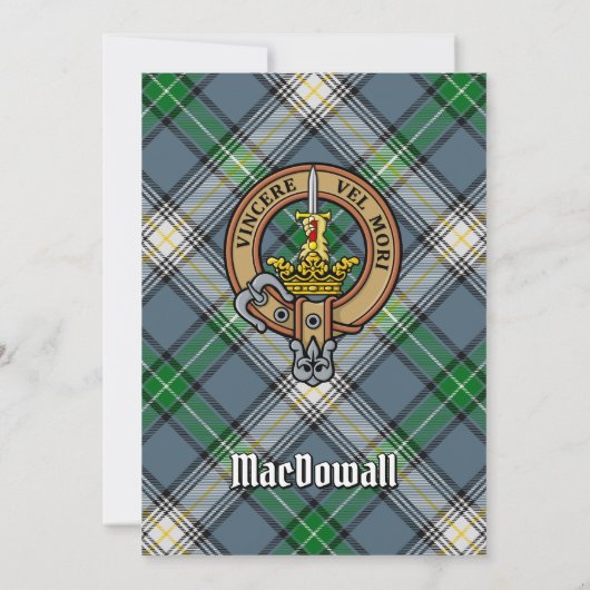 Clan MacDowall Wappen über Tartan Einladung (Rückseite)
