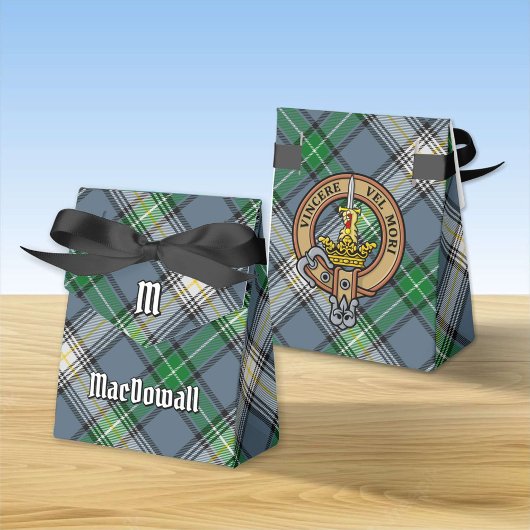 Clan MacDowall Wappen über Tartan Geschenkschachtel