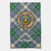 Clan MacDowall Wappen über Tartan Geschirrtuch (Vertikal)