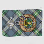 Clan MacDowall Wappen über Tartan Golfhandtuch (Horizontal)
