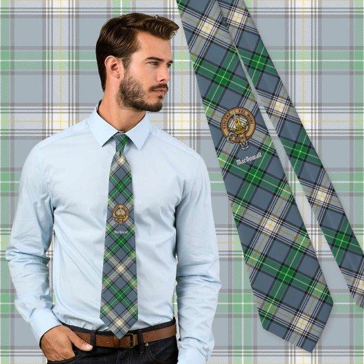 Clan MacDowall Wappen über Tartan Krawatte