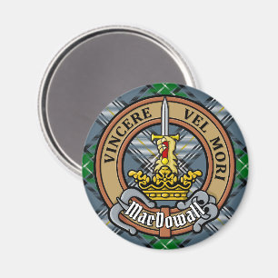 Clan MacDowall Wappen über Tartan Magnet