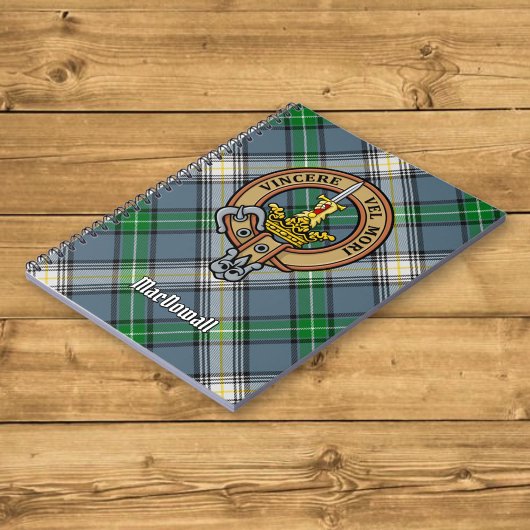 Clan MacDowall Wappen über Tartan Notizblock