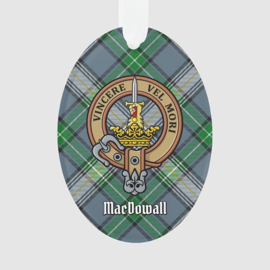 Clan MacDowall Wappen über Tartan Ornament (Vorderseite)