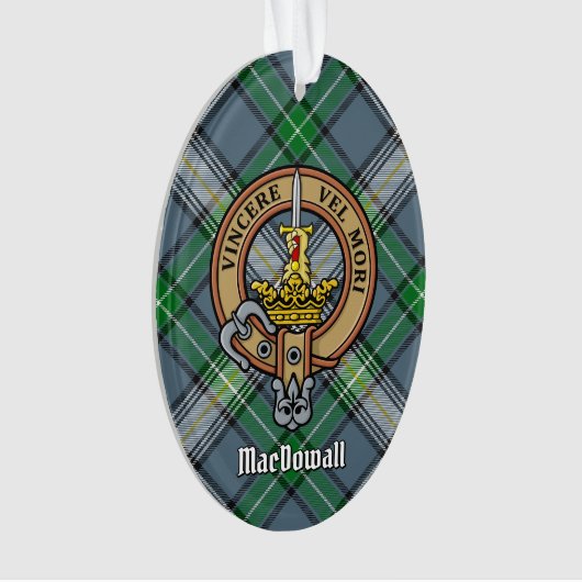 Clan MacDowall Wappen über Tartan Ornament (Vorderseite)