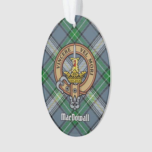 Clan MacDowall Wappen über Tartan Ornament (Vorderseite)