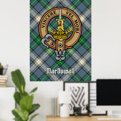 Clan MacDowall Wappen über Tartan Poster (Heimbüro)