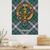 Clan MacDowall Wappen über Tartan Poster (Küche)