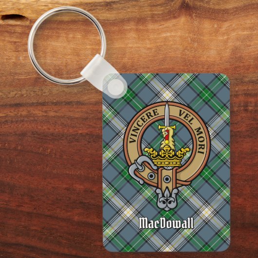Clan MacDowall Wappen über Tartan Schlüsselanhänger (Vorderseite)