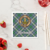 Clan MacDowall Wappen über Tartan Serviette (Beispiel)
