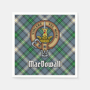 Clan MacDowall Wappen über Tartan Serviette
