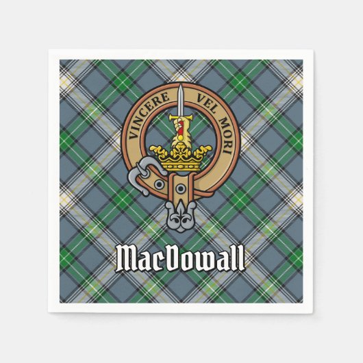 Clan MacDowall Wappen über Tartan Serviette (Vorderseite)
