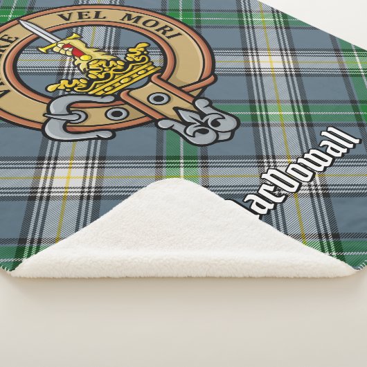 Clan MacDowall Wappen über Tartan Sherpadecke (3/4)