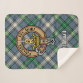 Clan MacDowall Wappen über Tartan Sherpadecke (Vorderseite (Horizontal))