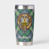 Clan MacDowall Wappen über Tartan Thermobecher (Vorderseite)