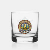 Clan MacDowall Wappen über Tartan Whiskyglas (Vorderseite)