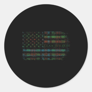Clan Macduff Hunting Scottish Tartan Us Flag Kilt Runder Aufkleber