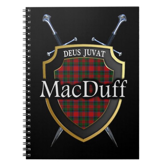 Clan MacDuff Tartan-Schild u. Schwerter Notizblock (Vorderseite)