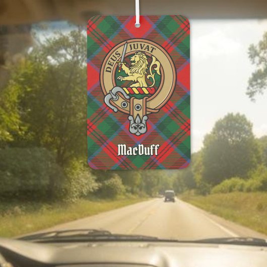 Clan MacDuff Wappen über Tartan Autolufterfrischer