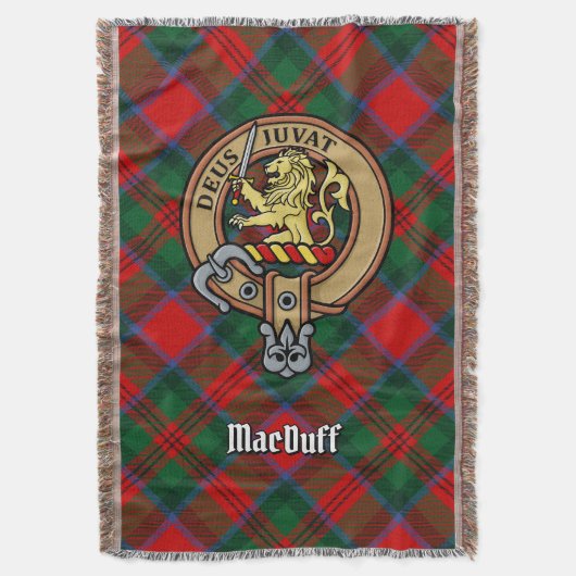 Clan MacDuff-Wappen über Tartan Decke (Vorderseite Vertikal)