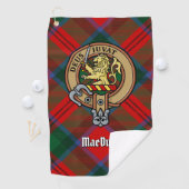 Clan MacDuff Wappen über Tartan Golfhandtuch (Insitu)