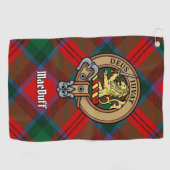 Clan MacDuff Wappen über Tartan Golfhandtuch (Horizontal)