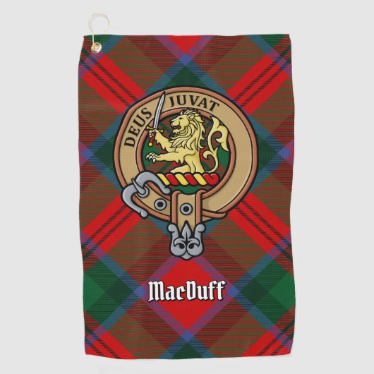 Clan MacDuff Wappen über Tartan Golfhandtuch (Vorderseite)
