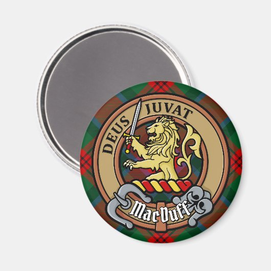 Clan MacDuff Wappen über Tartan Magnet (Vorderseite/Rückseite)