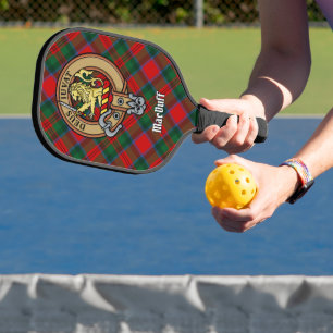 Clan MacDuff-Wappen über Tartan Pickleball Schläger