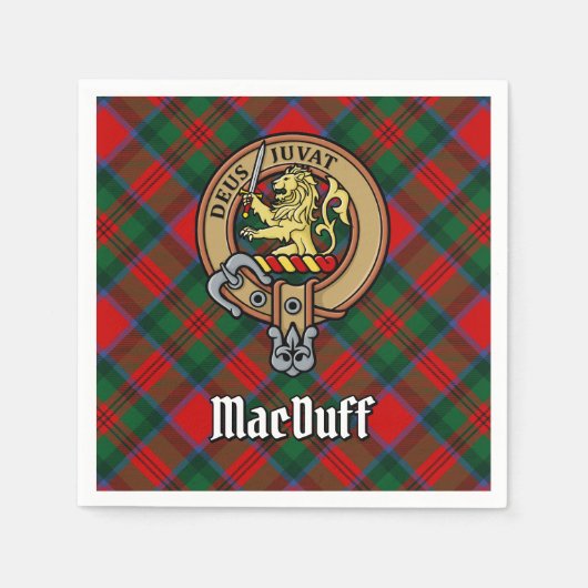 Clan MacDuff Wappen über Tartan Serviette (Vorderseite)