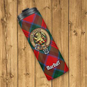 Clan MacDuff Wappen über Tartan Thermosbecher