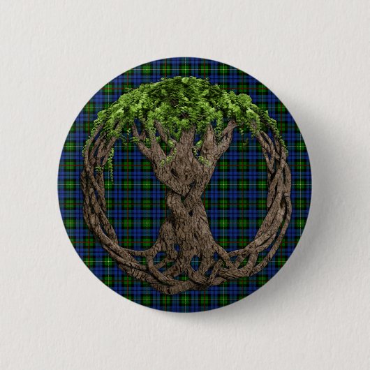 Clan MacEwan Tartan und keltischer Baum des Lebens Button (Vorderseite)