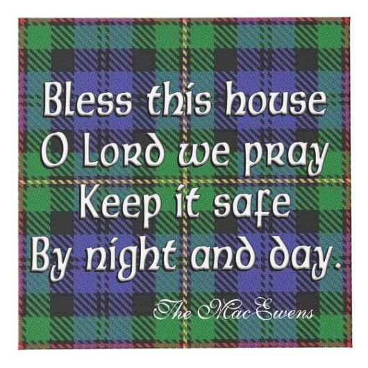 Clan MacEwen Tartan House Blessing Würfel (Vorderseite)