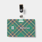 Clan MacFarlane Ancient Hunting Tartan Ausweis (Vorderseite mit Clip)