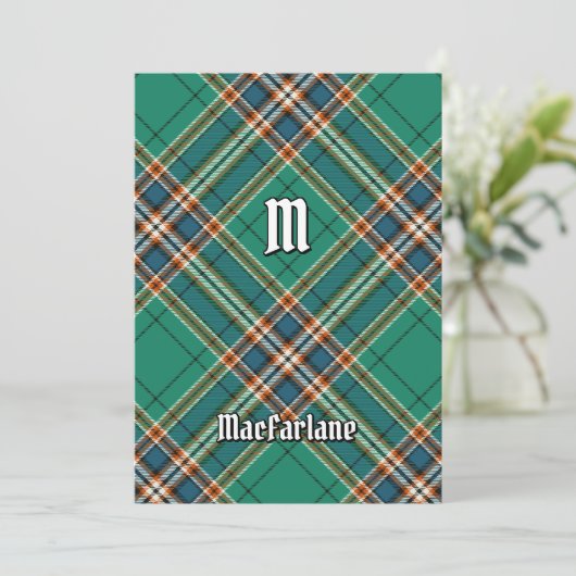 Clan MacFarlane Ancient Hunting Tartan Einladung (Stehend Vorderseite)