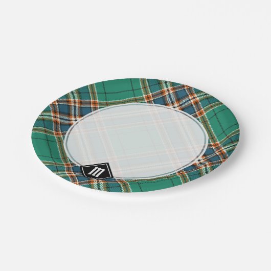 Clan MacFarlane Ancient Hunting Tartan Pappteller (Schrägansicht)