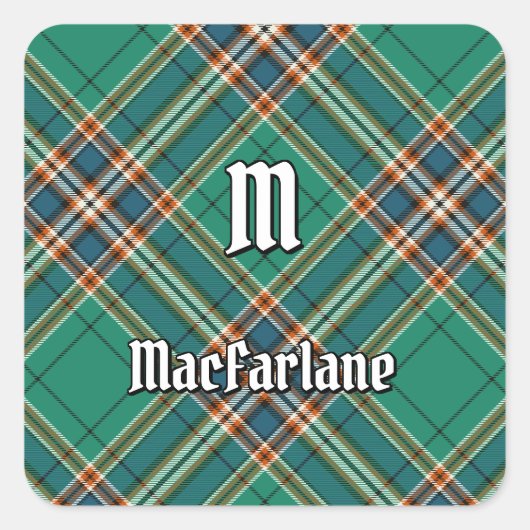 Clan MacFarlane Ancient Hunting Tartan Quadratischer Aufkleber (Vorderseite)